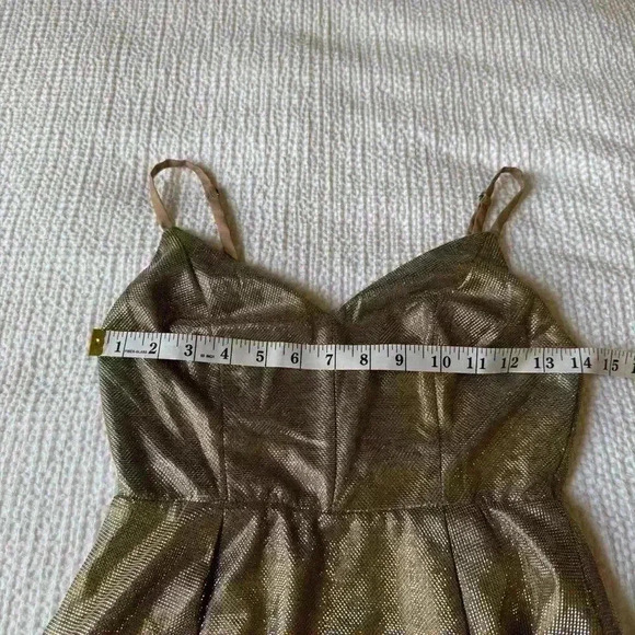 Lulu’s womens XS Keeps Getting Better Gold metallic Skater summer party Dress - Picture 9 of 13
